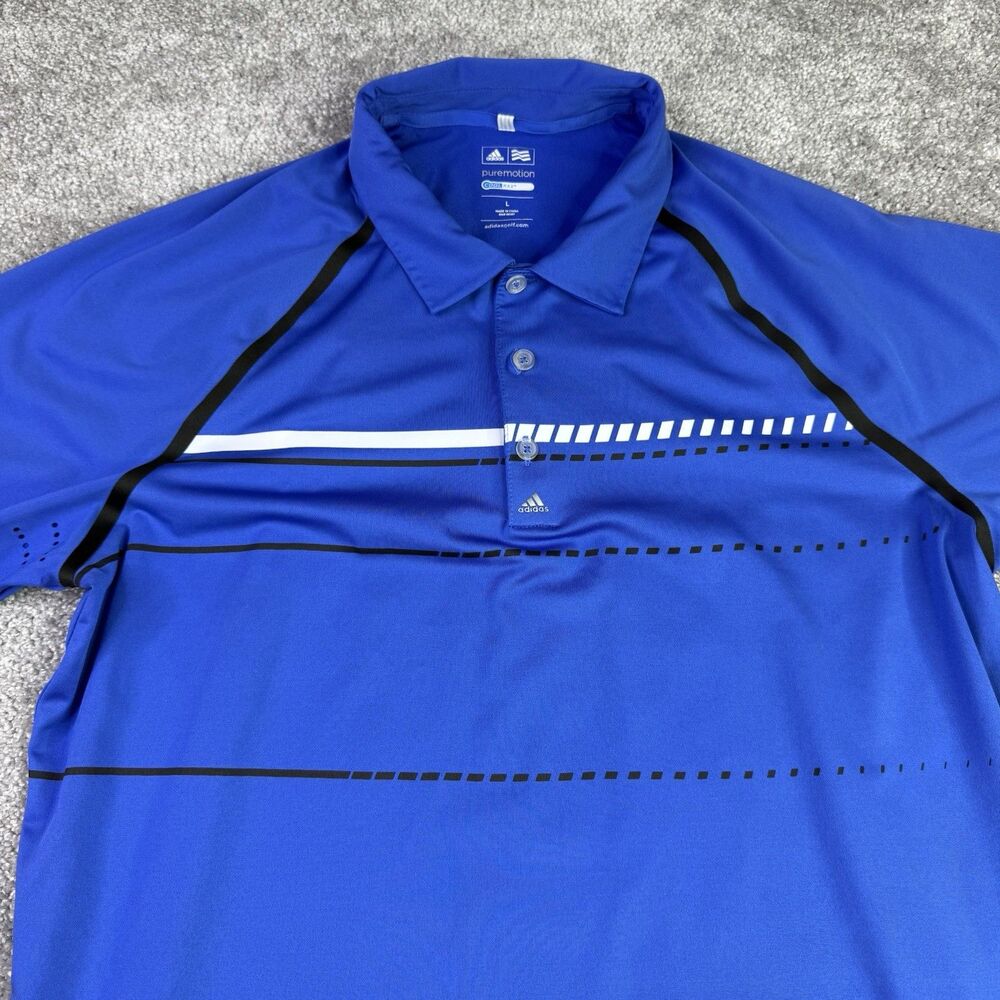 Adidas Shirt Men’s Large Blue Cool Max Puremotion Performance Vented Golf Polo